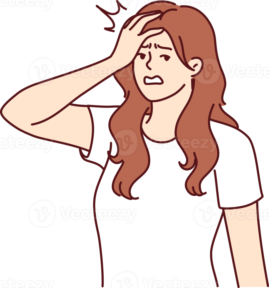 Irritated woman making face palm gesture after learning about delay in delivery from courier png