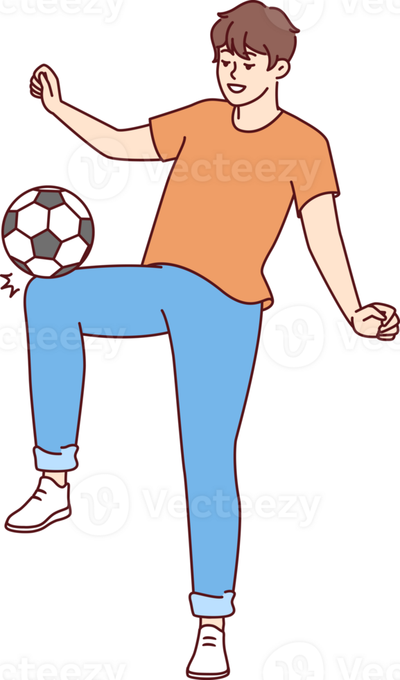 Man kicking soccer ball wanting to become major league player and compete in sports competitions png
