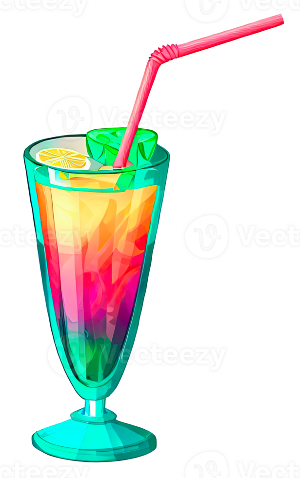 Multicolor summer cocktail isolated. Cartoon style. png