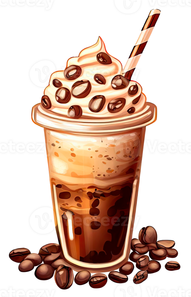 Coffee smoothie drink isolated. Refreshment beverage. png