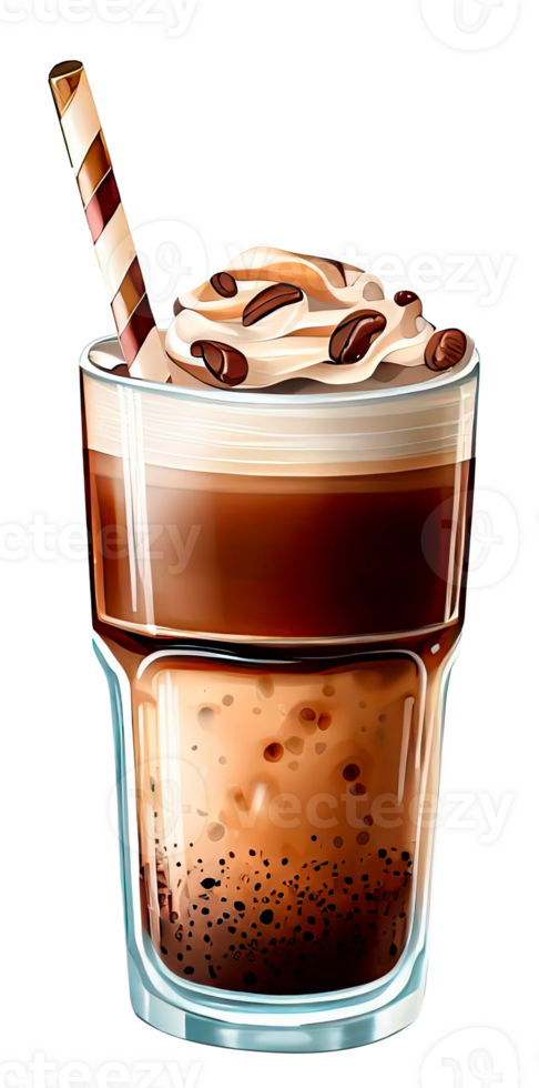 Coffee smoothie drink isolated. Refreshment beverage. png
