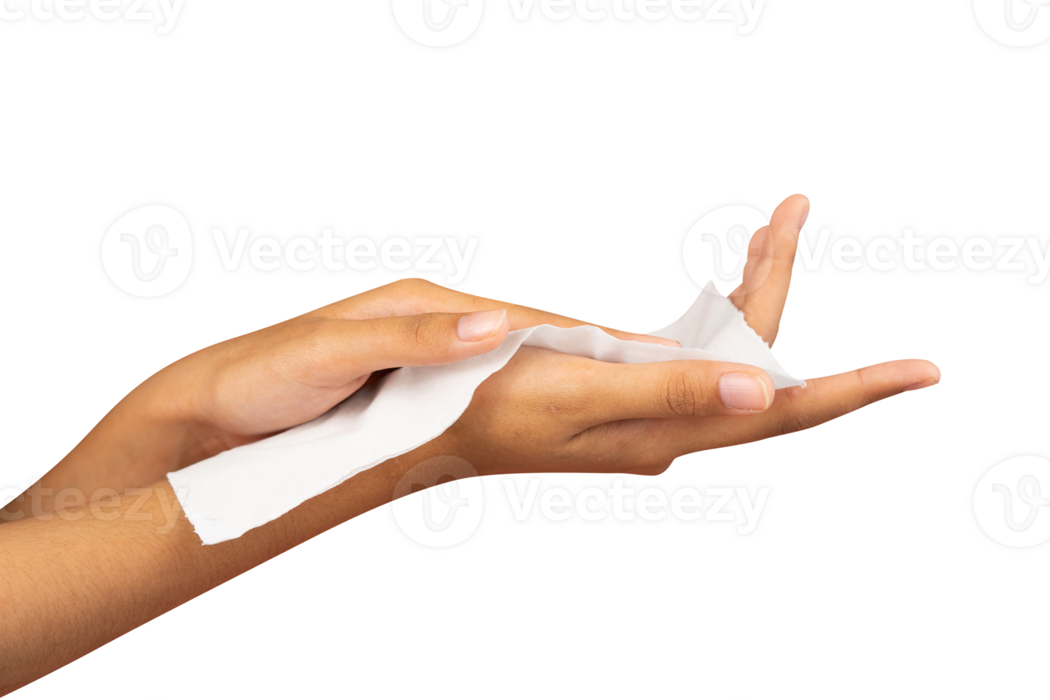 hands wipe palms with tissue isolated png