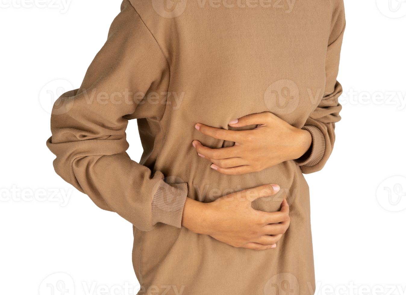 woman holding sick stomach isolated png