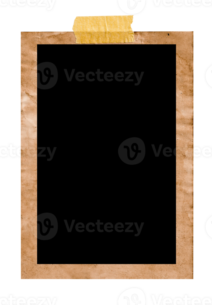 Old paper texture frame with tape png