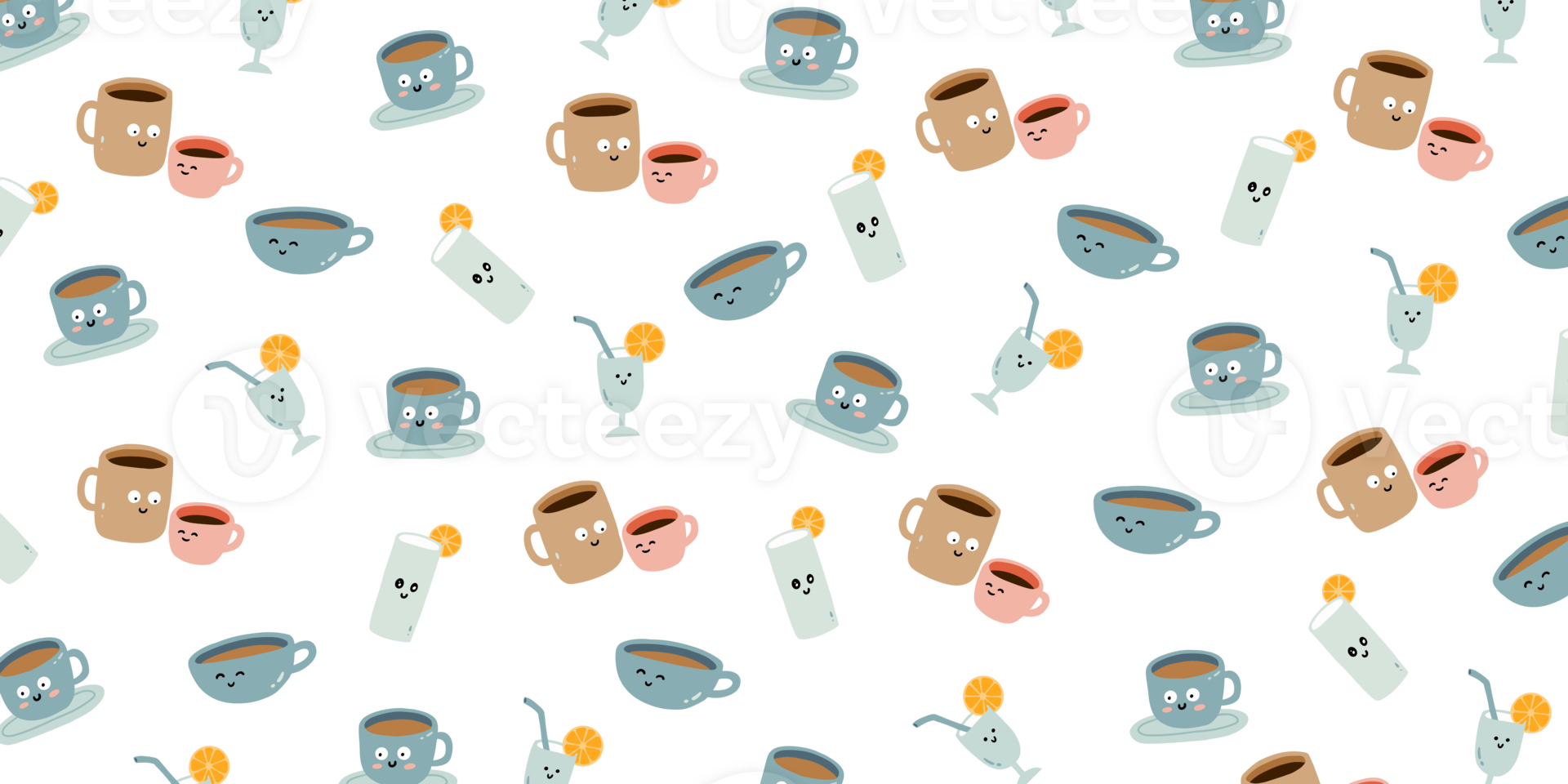 cute cup of coffee pattern png