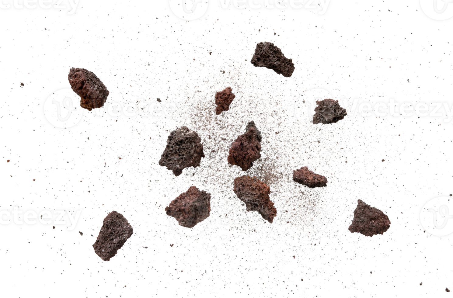 Blast of rock with dust particle isolated png