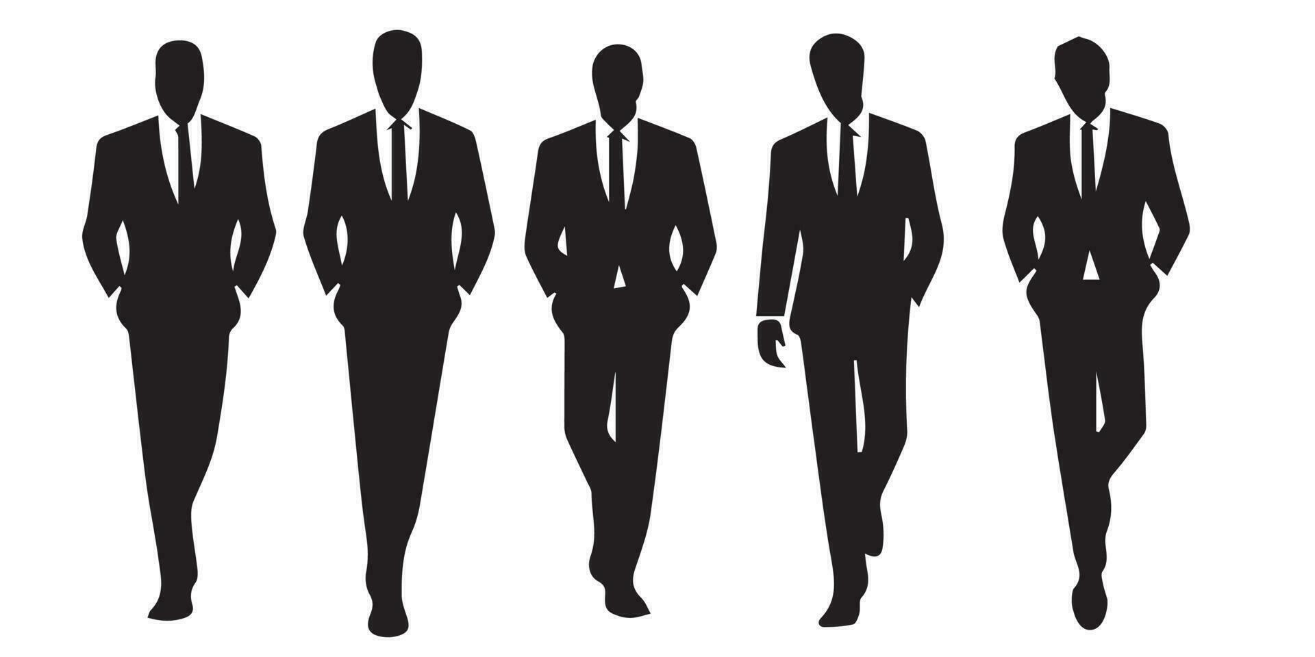 set of man and women business silhouettes vector