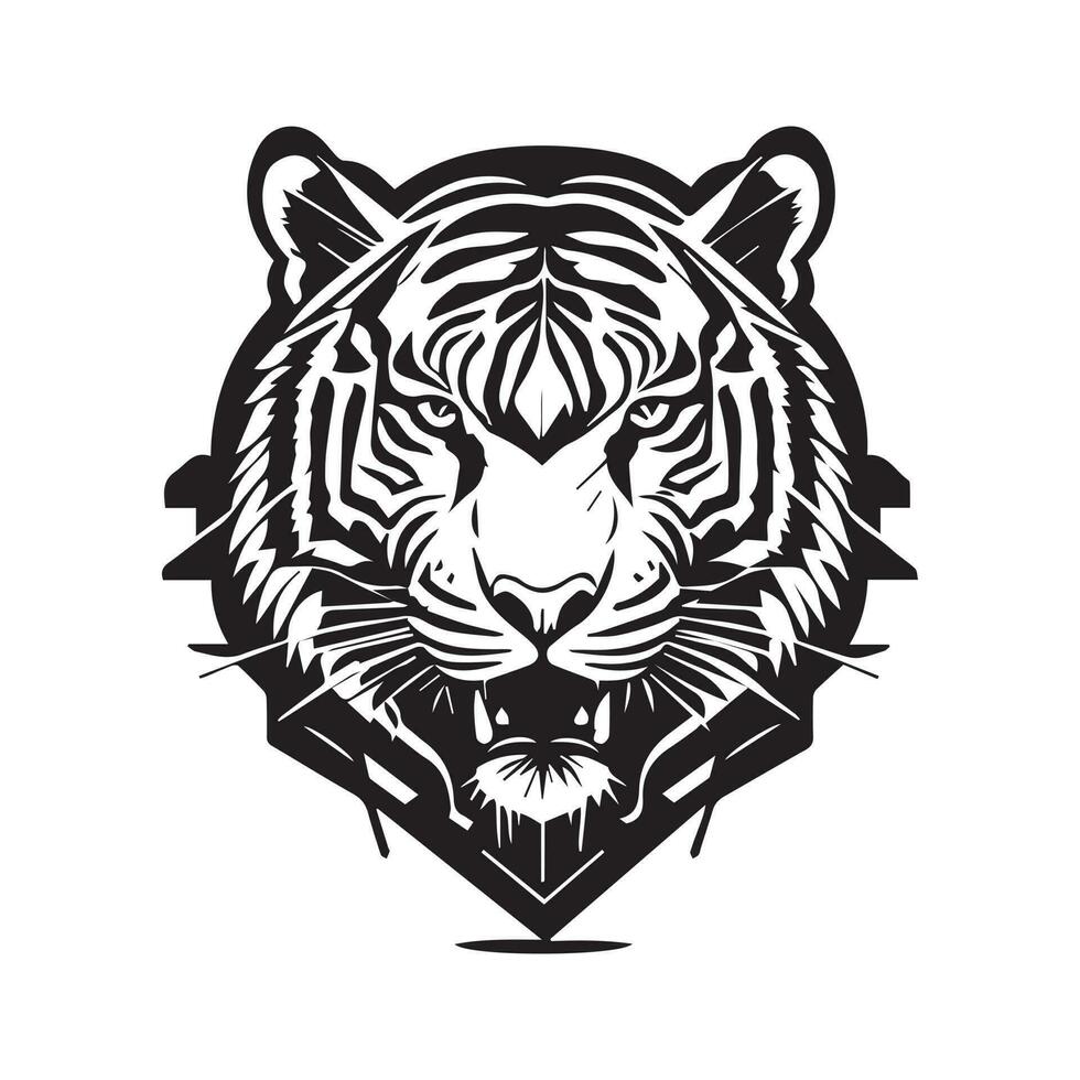 Tiger Head Logo Concept, Tiger vector Line art Illustration