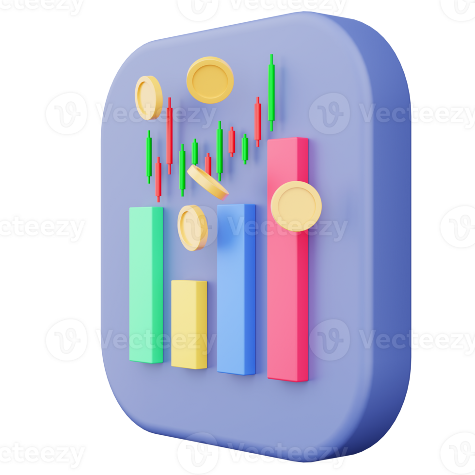 3d renderen van een financieel diagram concept financiën voorraad markt achtergrond transparantie grafiek png