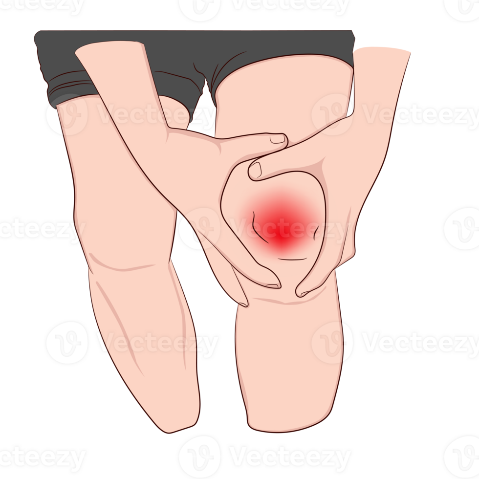 transparantie beeld pees knie gewricht problemen pijnlijk, zwelling artrose van de ouderen of oefening, illustratie concept degeneratief bot ziekte png