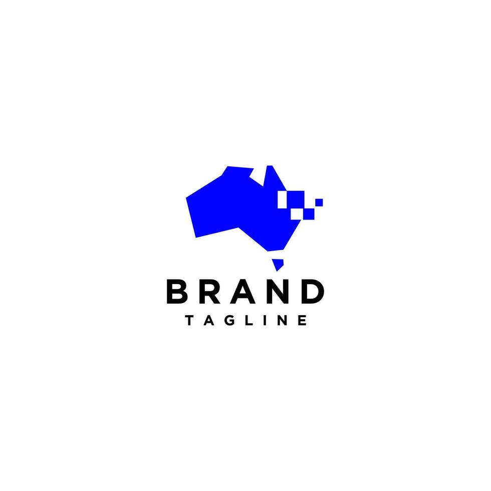 Map of Australia with Digital Accent Logo Design. Pixel Dots Digital Symbol Of Australia Continent Map Logo Design. vector