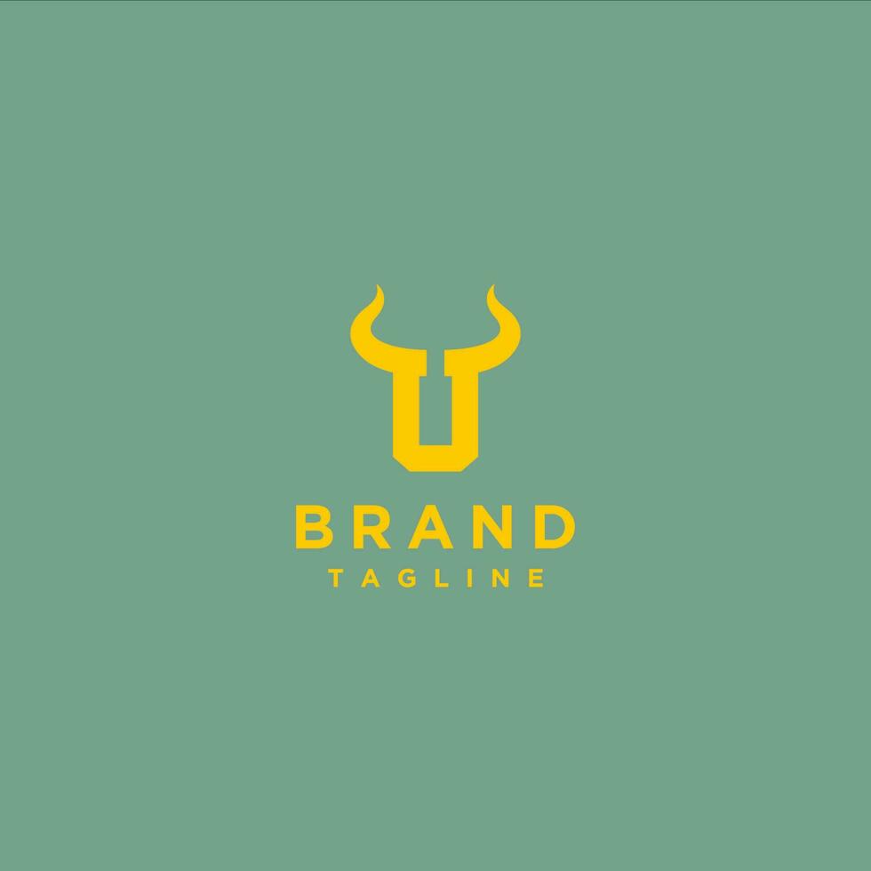 Letter U with Horn Logo Design. Power And Strength Symbol In Initials Letter U With Two Horns. vector
