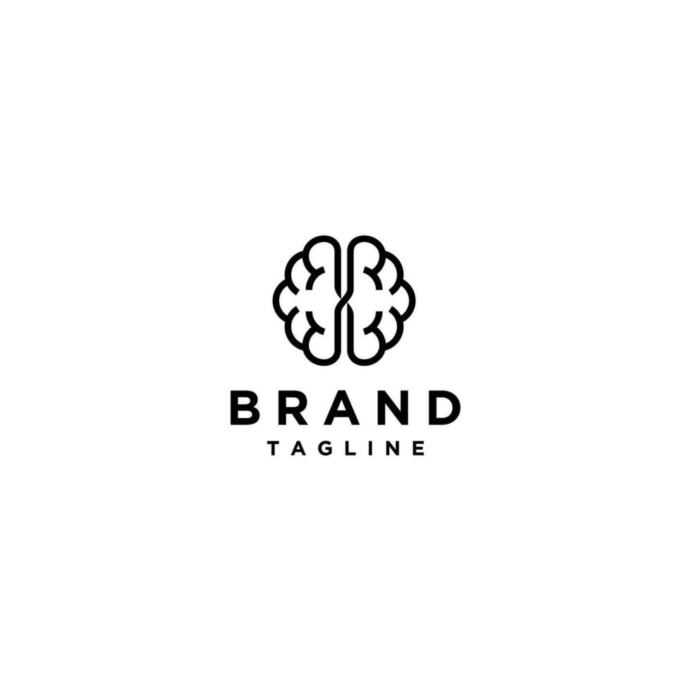 Right Brain Connect with Left Brain Logo Design. Simple Outline of Connected Brains Logo Design. vector