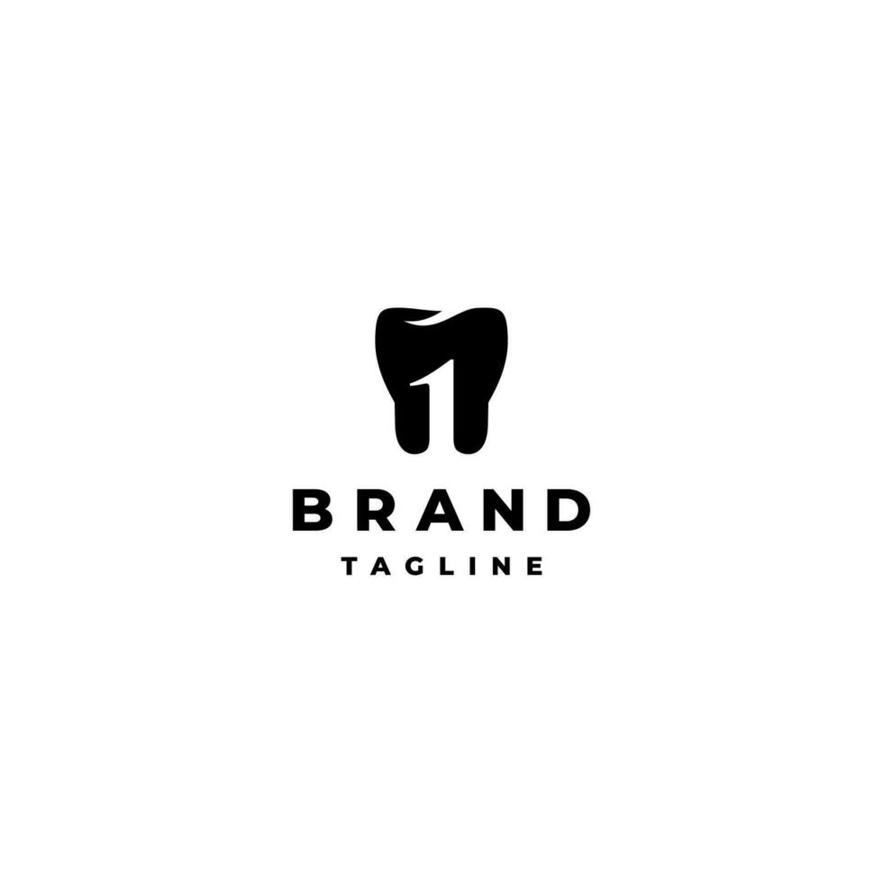 Simple Dentist Logo Design Number One in Teeth Silhouette. Simple Teeth Icon With Number One Symbol In It Logo Design. vector