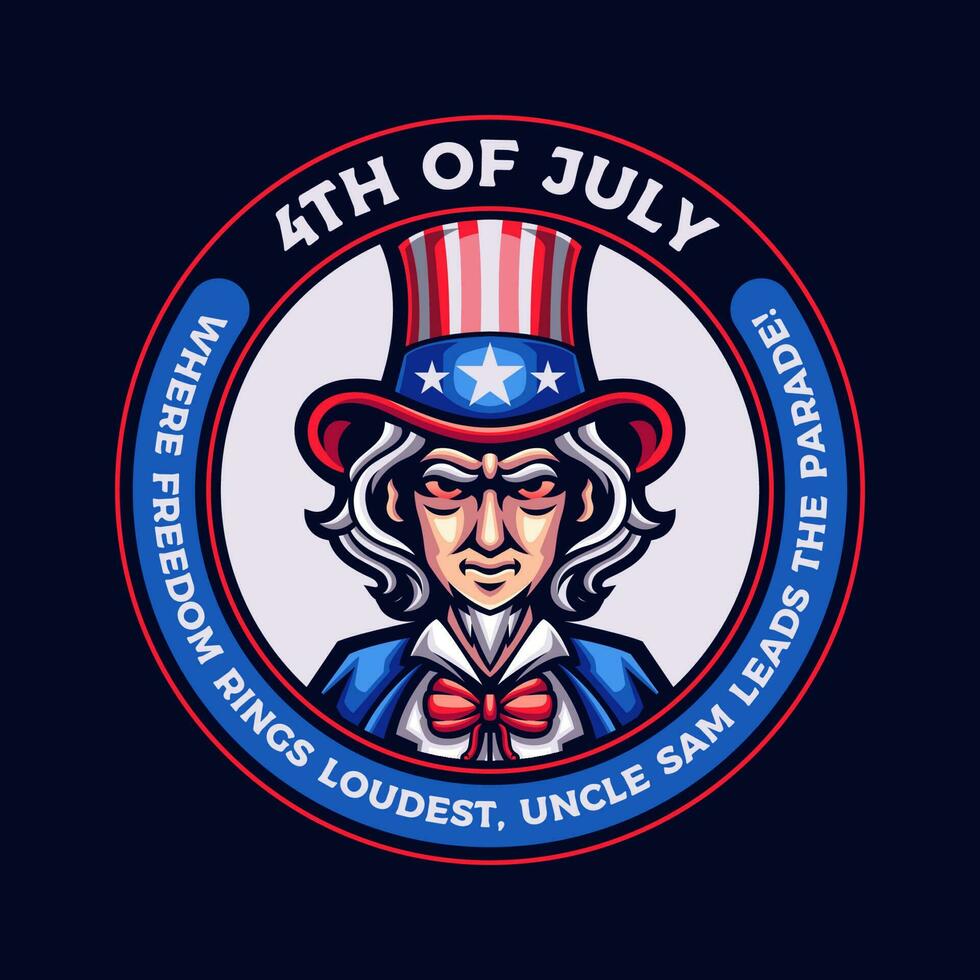 Uncle Sam 4th of july American independence day mascot cartoon vector