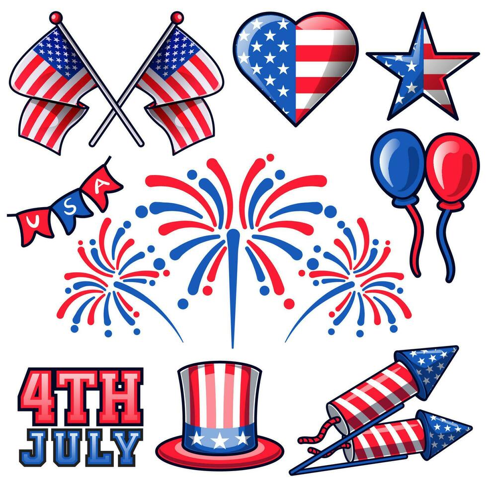 American independence day element collection. 4th of july independence day USA set collection vector