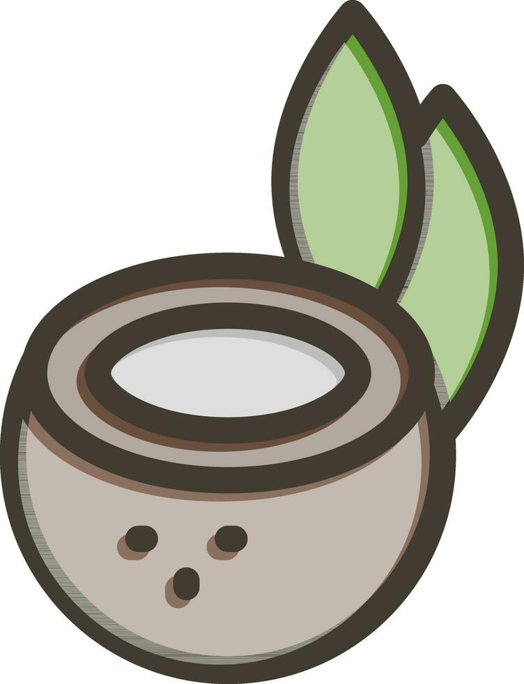 Coconut Vector Thick Line Filled Colors Icon Design