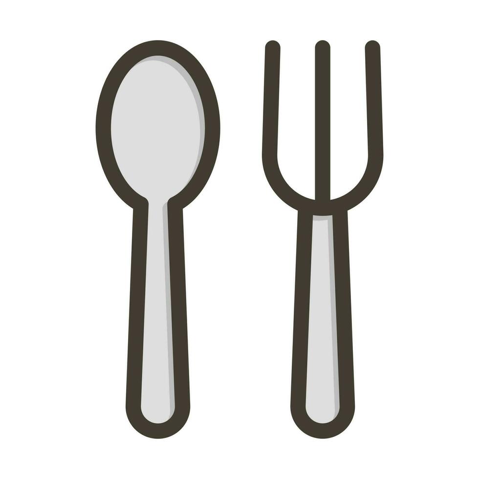 Cutlery Vector Thick Line Filled Colors Icon Design