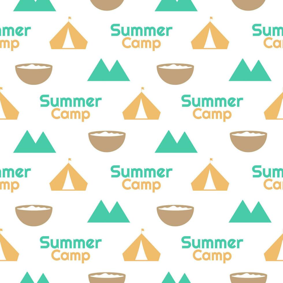 Summer Camp Seamless Pattern Design of Camping and Traveling in Template Hand Drawn Cartoon Flat Illustration vector