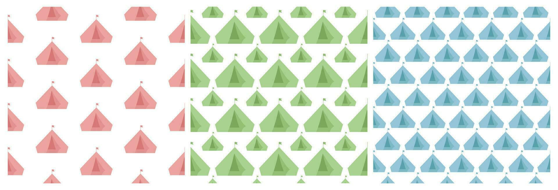 Set of Summer Camp Seamless Pattern Design of Camping and Traveling in Template Hand Drawn Cartoon Flat Illustration vector