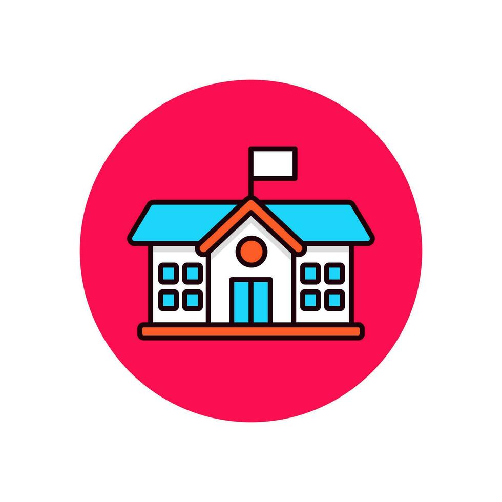 School building icon with colorful design in red circle shape isolated on white background vector