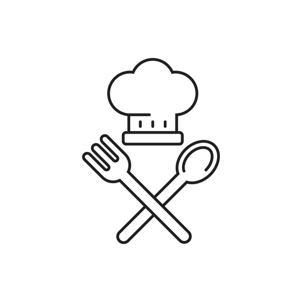 Chef hat with spoon and fork vector illustration suitable for restaurant icon