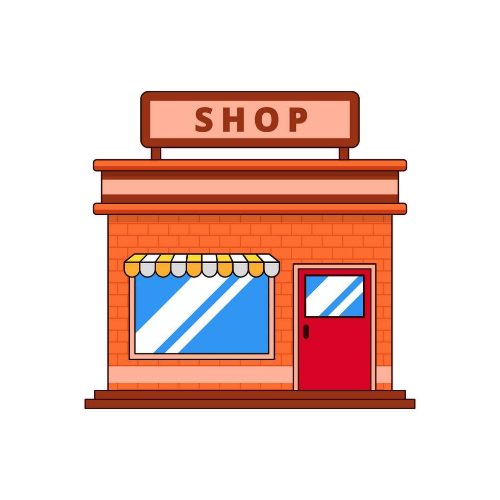 Store building vector illustration in cartoon style isolated on white background