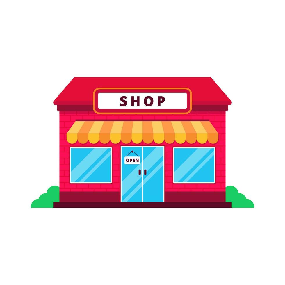 Store building vector illustration in cartoon style isolated on white background