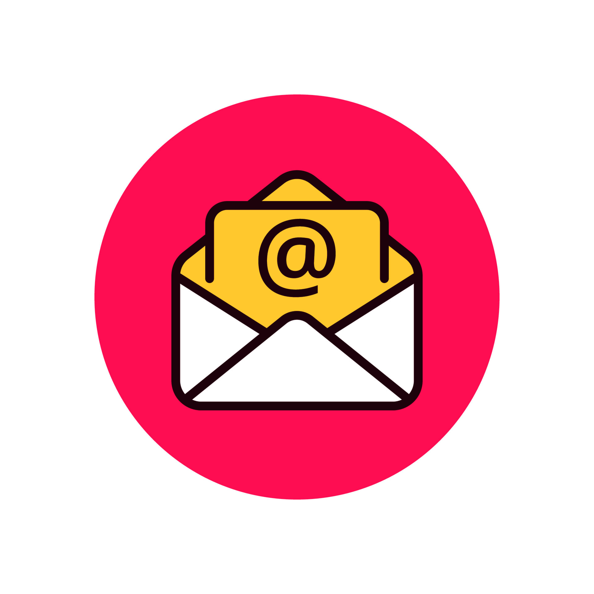 Single email icon in red circle shape isolated on white background 24657937 Vector Art at Vecteezy