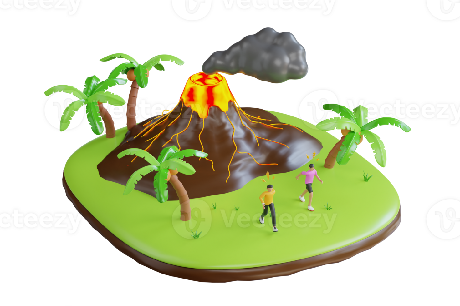 3d ilustração do vulcânico erupção com lava. vulcânico montanha dentro erupção. 3d ilustração png
