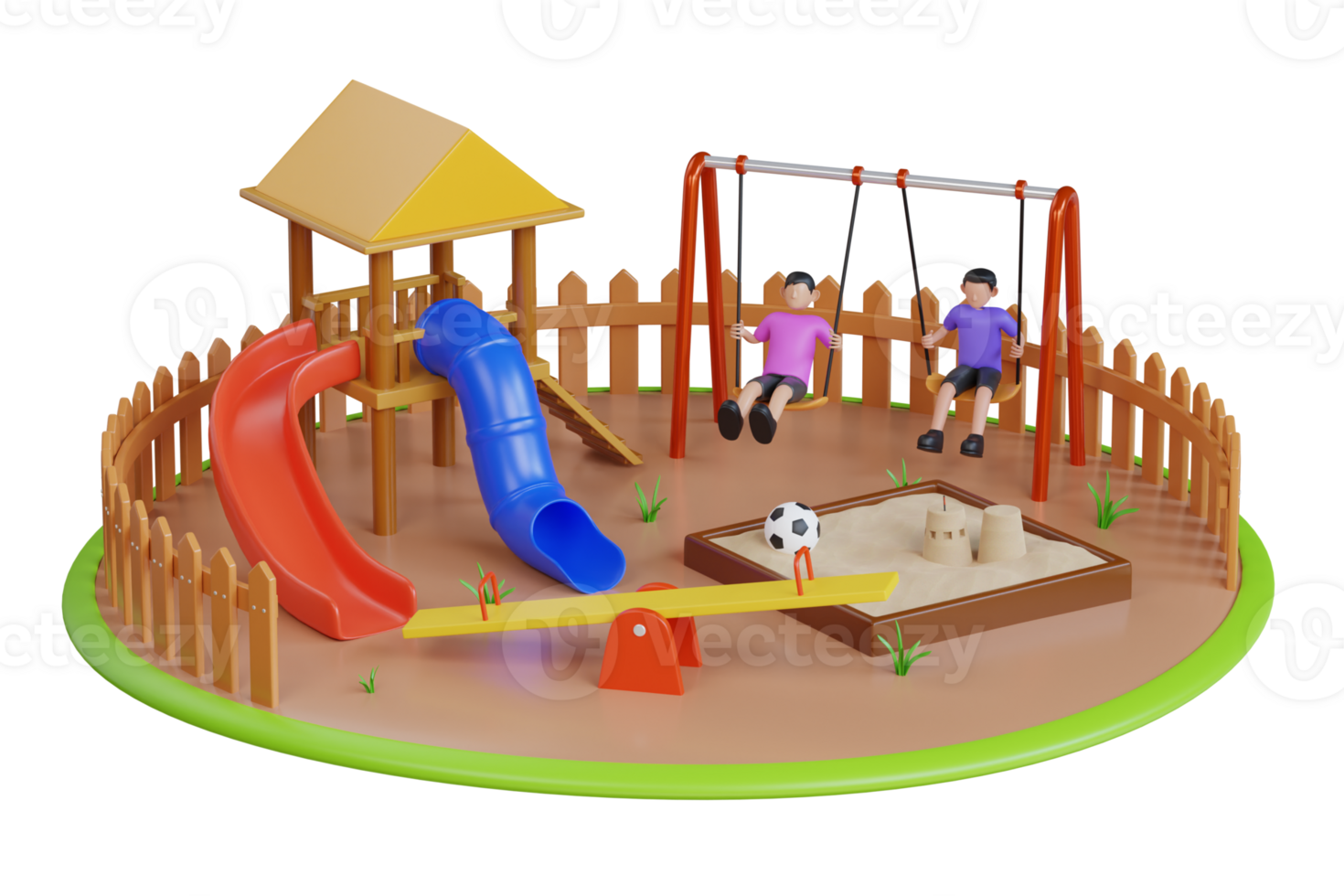 3d illustration of play area for children. children playground. Park, kids playground. Outdoor games. Playground slide png