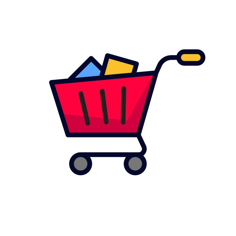 Shopping cart icon with colorful design isolated on white background. Simple shopping cart vector illustration