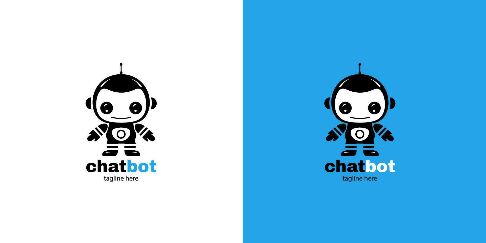 robot chatbot cabeza icono firmar diseño vector ilustración en blanco y azul antecedentes. linda ai larva del moscardón ayudante mascota personaje concepto símbolo negocio asistente