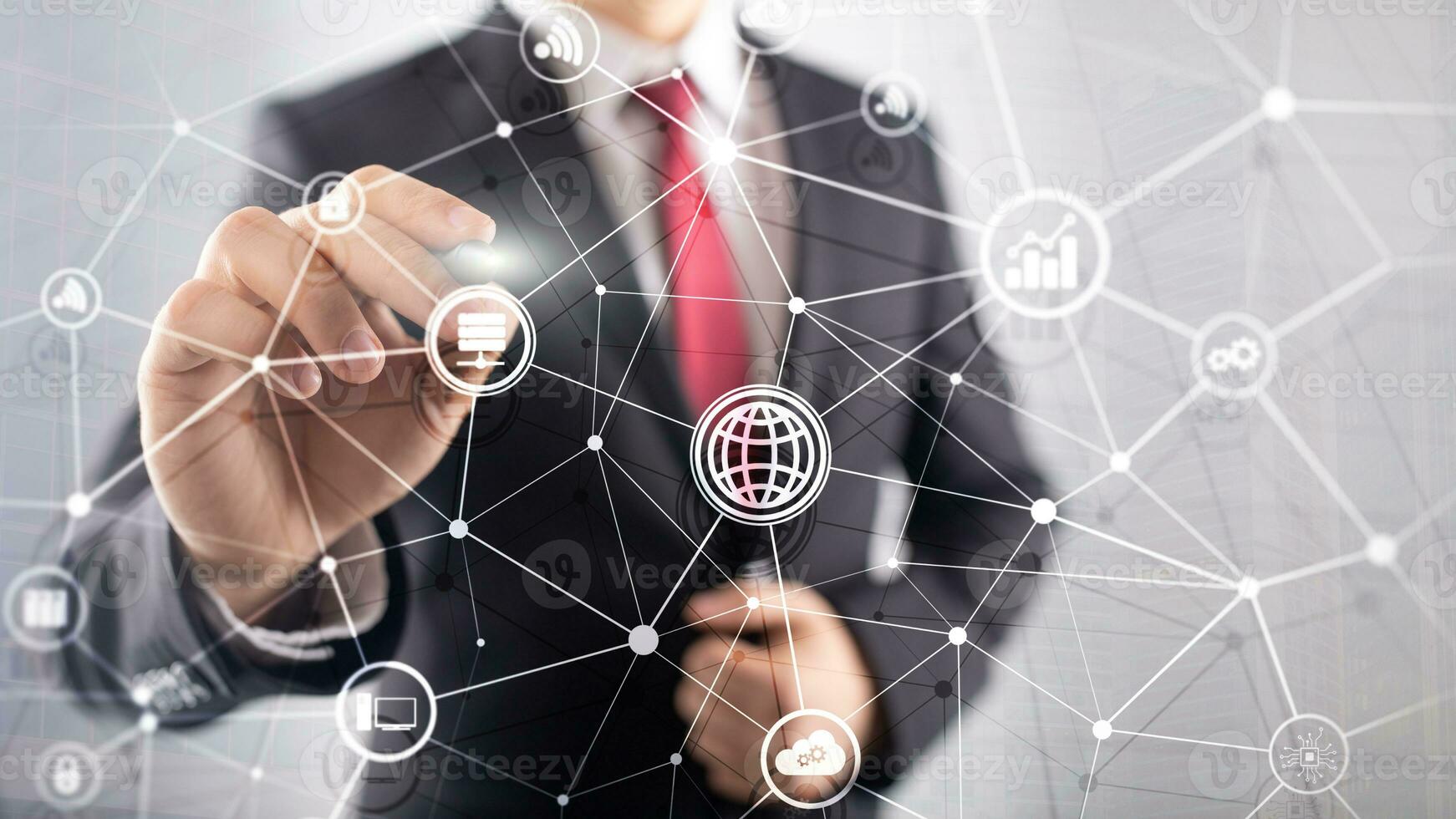 Abstract background image of lines and dots on provider center background. photo