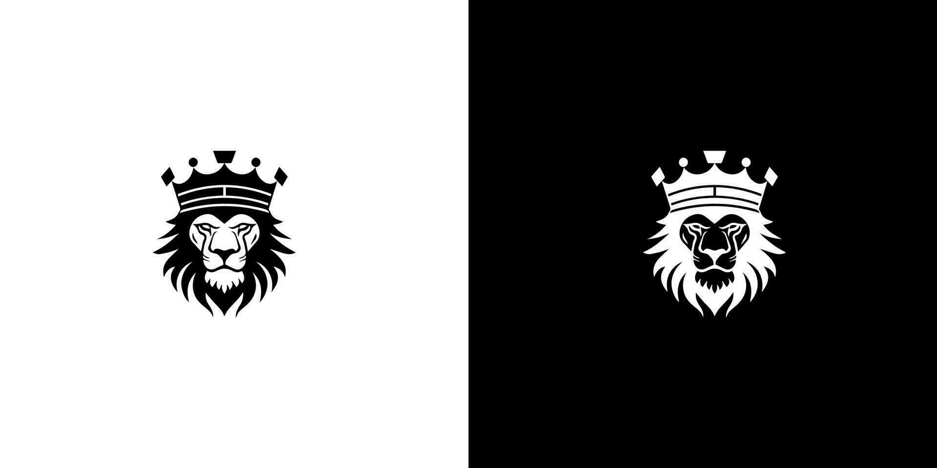 Royal king lion crown symbol. Elegant black Leo animal logotype. Premium luxury brand identity icon. Vector illustration design template.