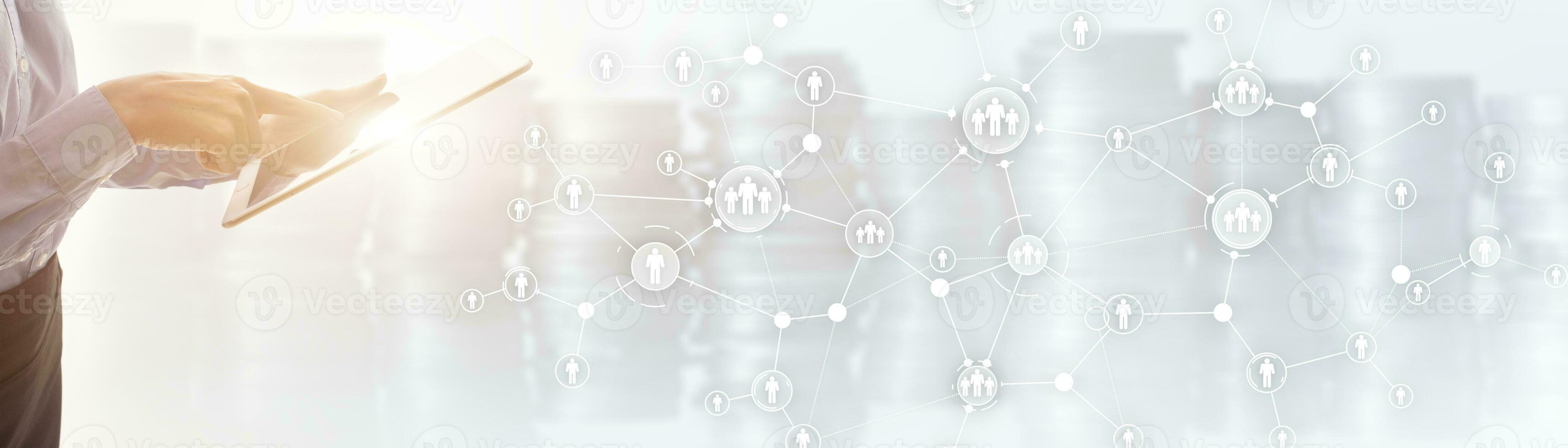 People connection technologies for business. Mixed media. photo