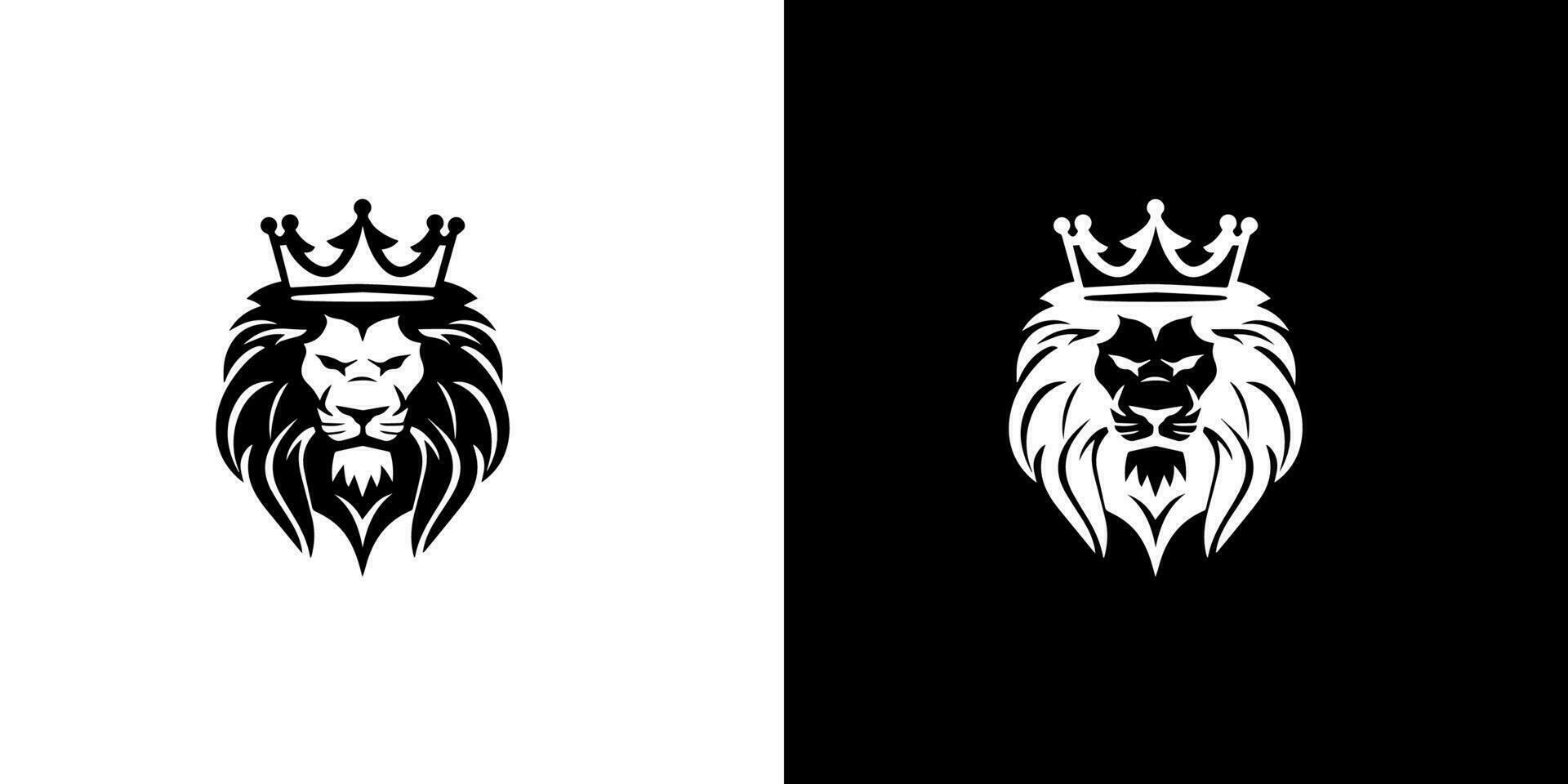 Royal king lion crown symbol. Elegant black Leo animal logotype. Premium luxury brand identity icon. Vector illustration design template.