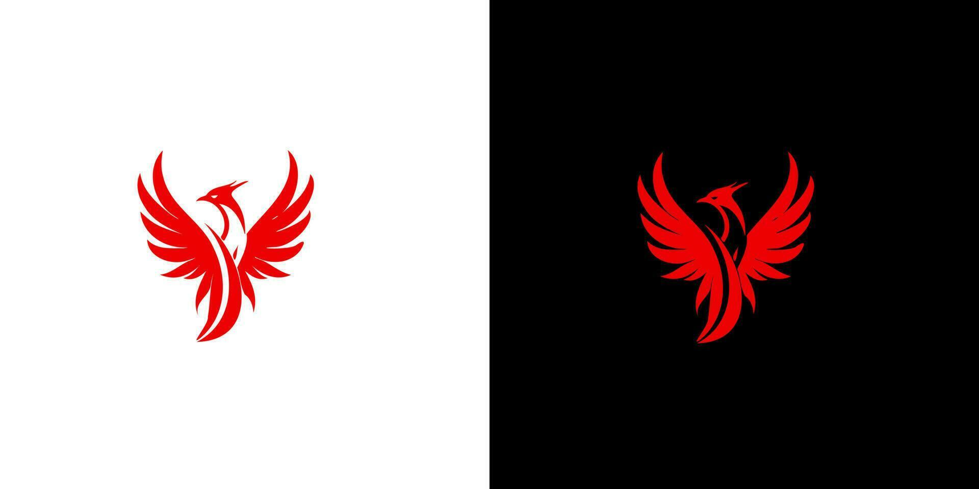 Abstract red phoenix logo design template on black and white background. Vector Illustration logotype