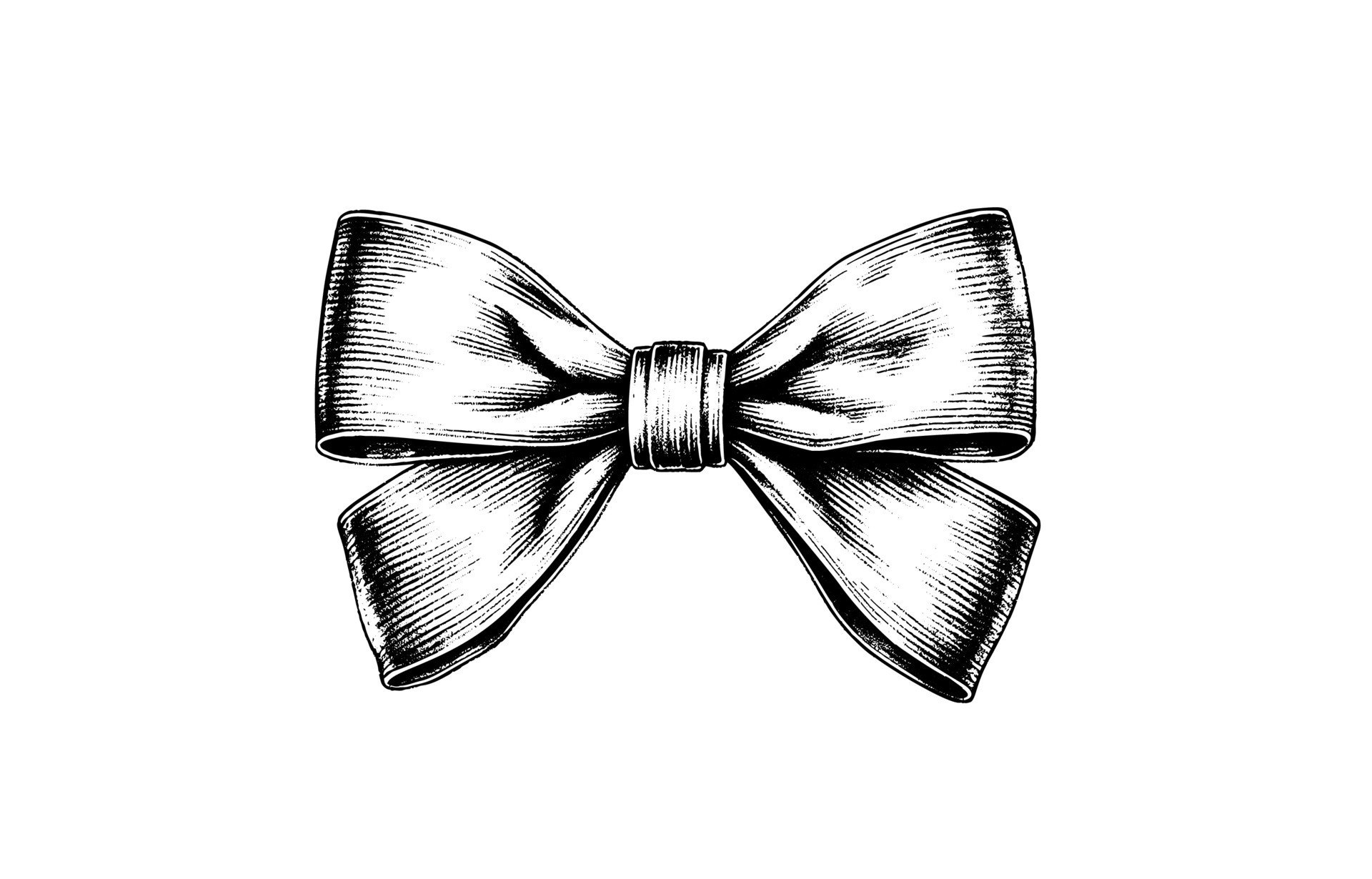 A bow ribbon gift in a vintage engraved style. Vector design for