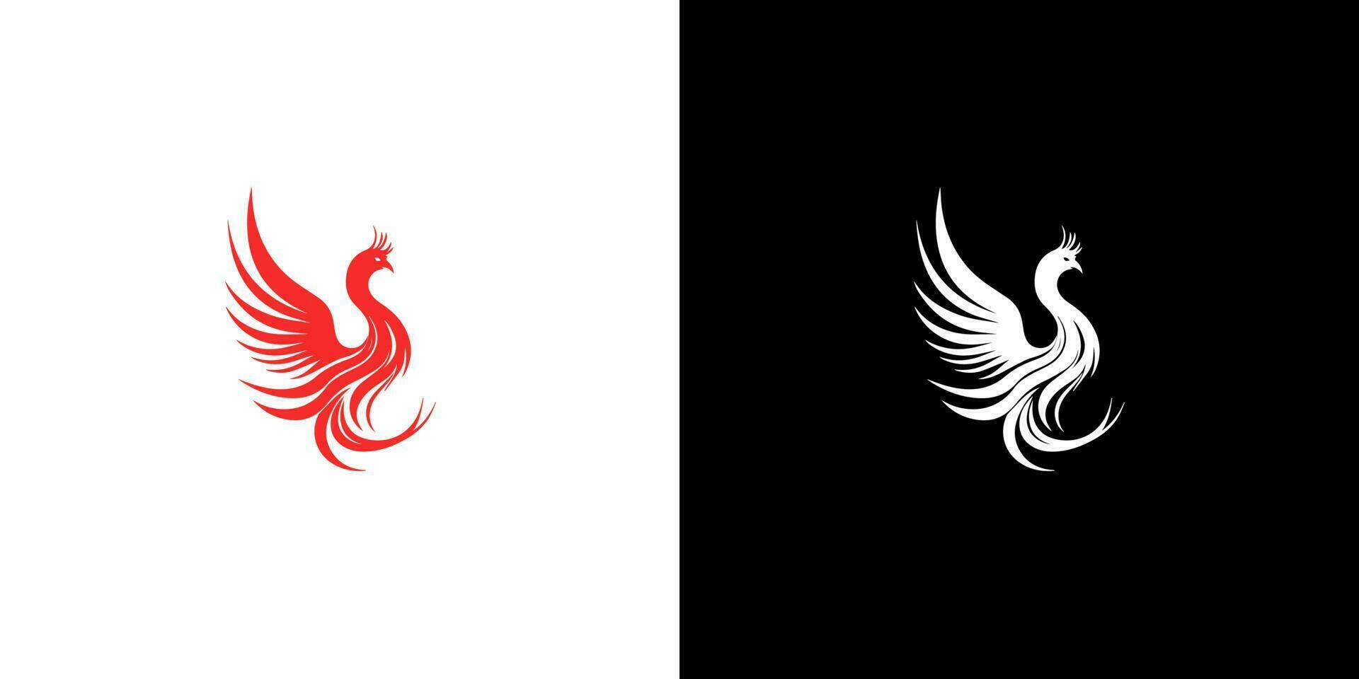 resumen rojo y blanco fénix logo diseño modelo en negro y blanco antecedentes . vector ilustración logotipo