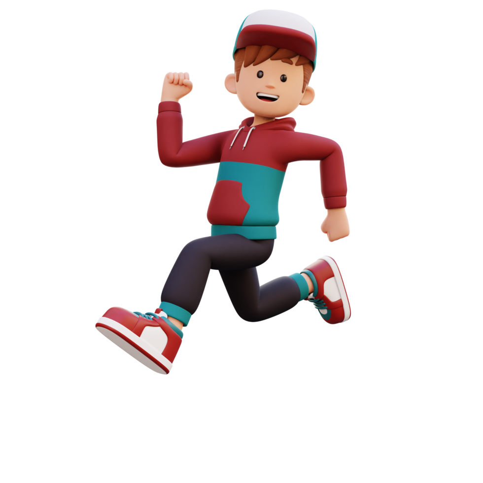 3d male character happy running png