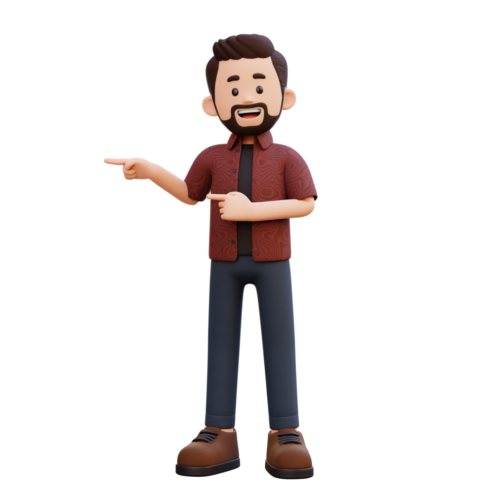 3d male character pointing right png