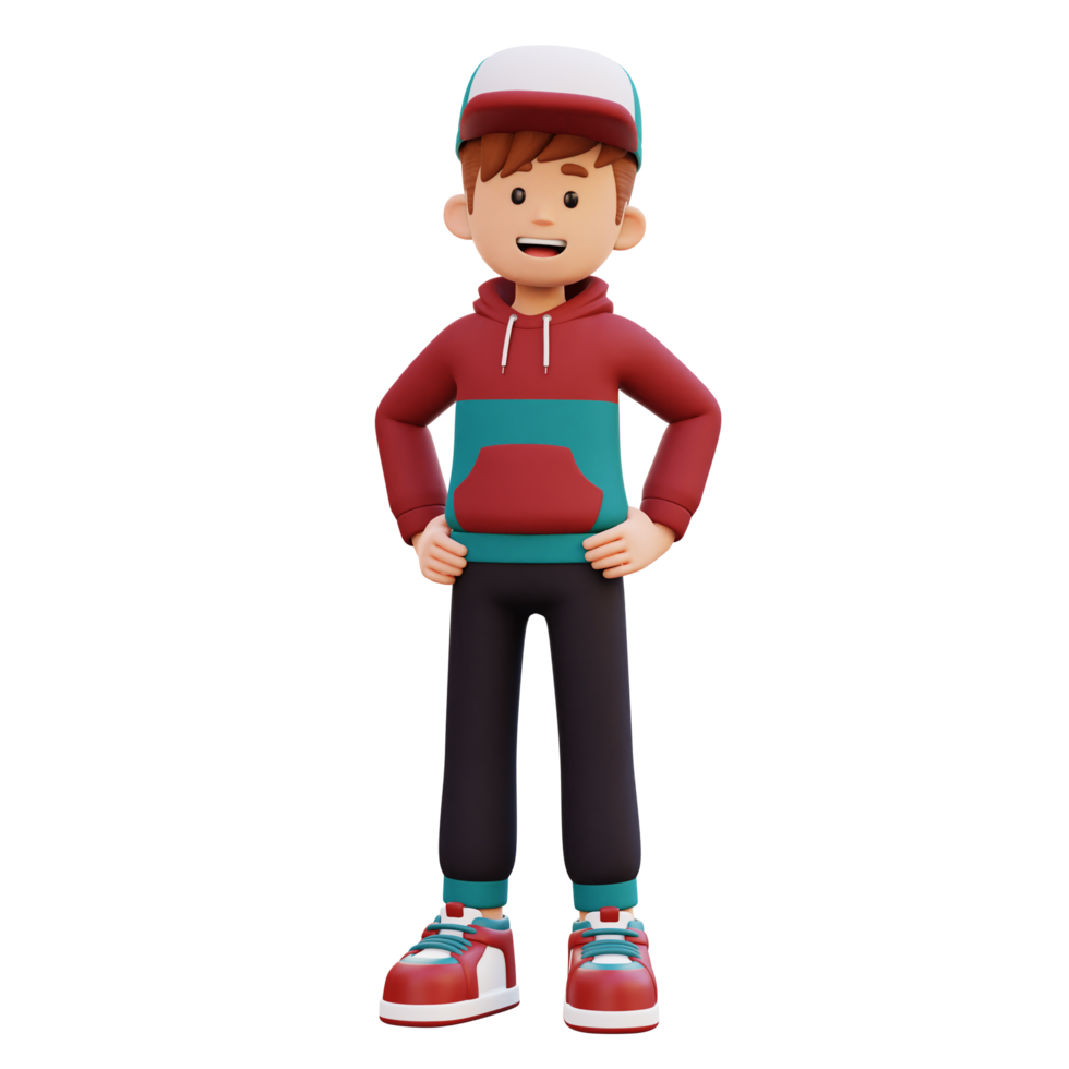 3d masculino personagem mão em quadril png