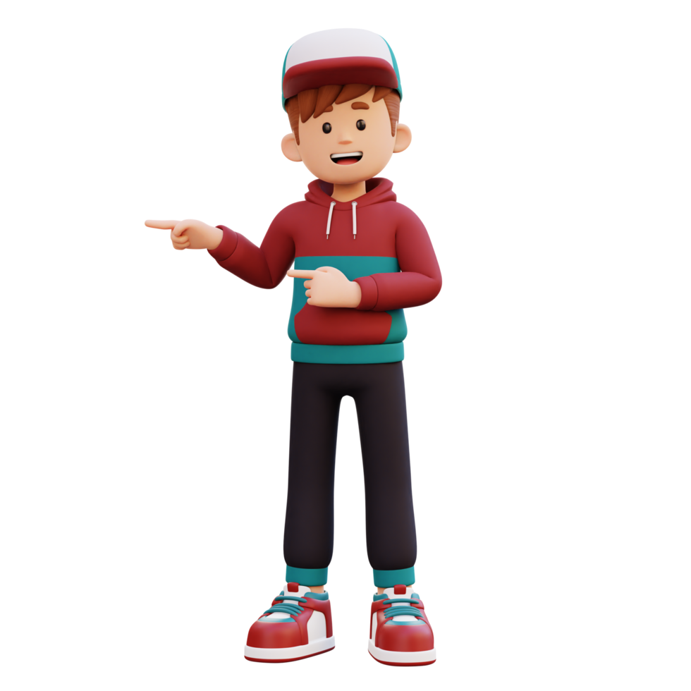 3d masculino personaje señalando Derecha png