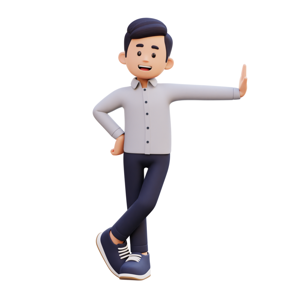 3D Male Character Laying on Transparent Wall with Curiosity png