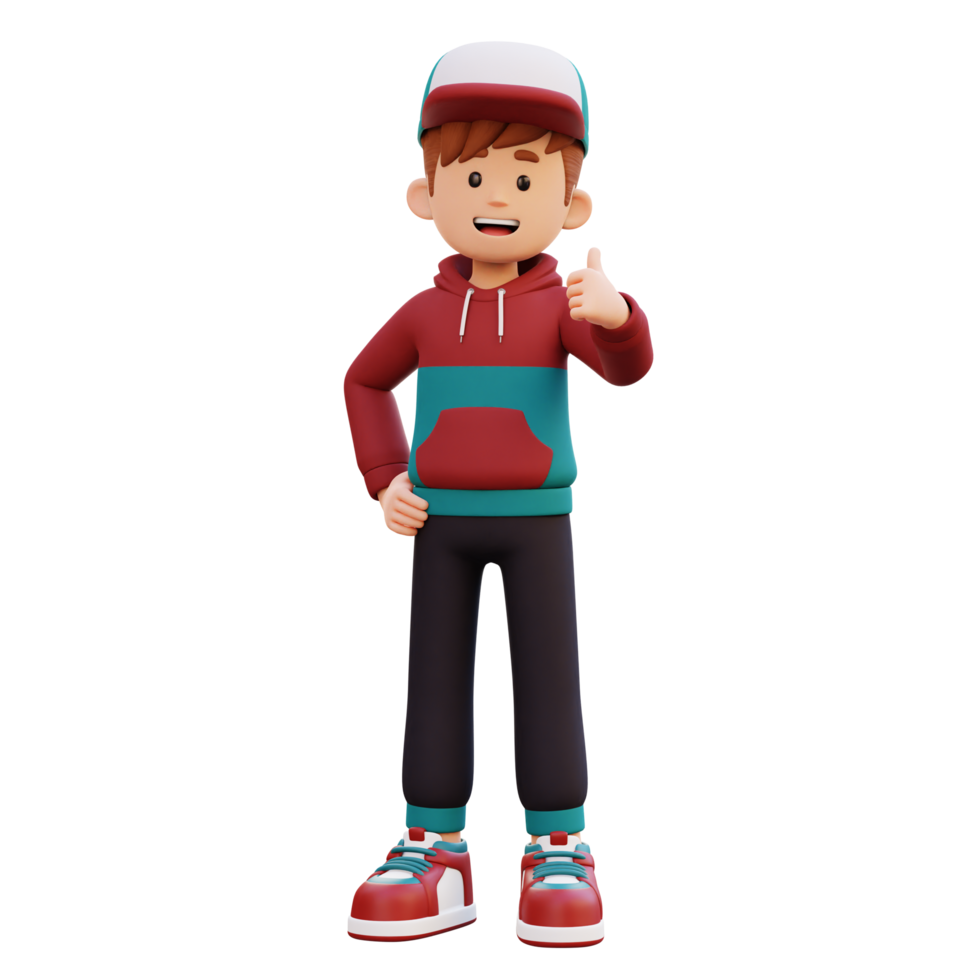 3d male character give a thumb up png