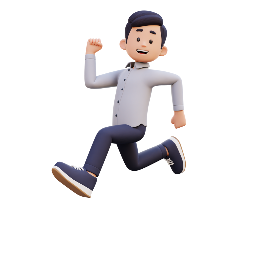 3d masculino personagem alegremente corrida com energia png