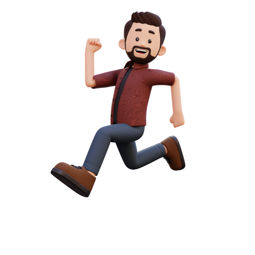 3d male character happy running png