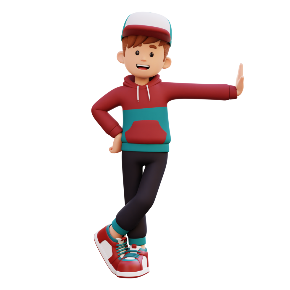 3d Masculin personnage pose sur transparent mur png