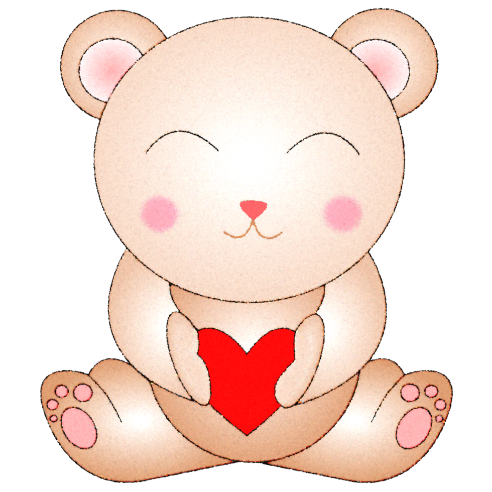 watercolor teddy bear with heart png
